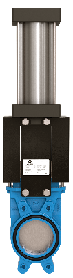 Задвижка шиберная VALSTOK VAB-013-01-D/A-NBR Ду 65 Ру 10 с пневмоприводом двусторонняя чугунная межфланцевая