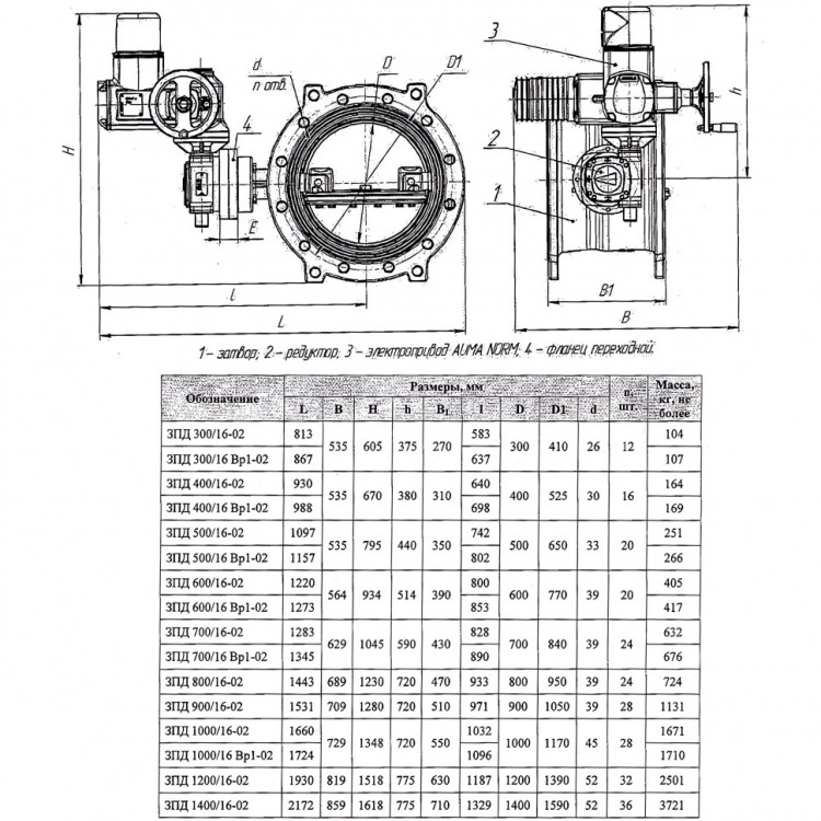 Затвор ЭНЭКОС Вр1 DN 700 PN 16 поворотный фланцевый с двойным эксцентриком с редуктором и электроприводом 2