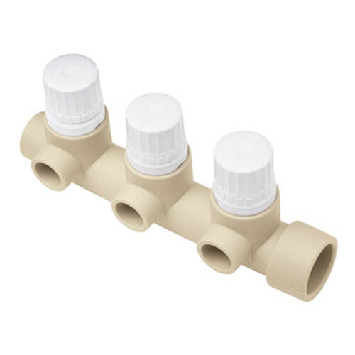 Коллектор распределительный Ekoplastik ППР 32-16 3 отвода DN 32 PN 20 с термостатическими вентилями