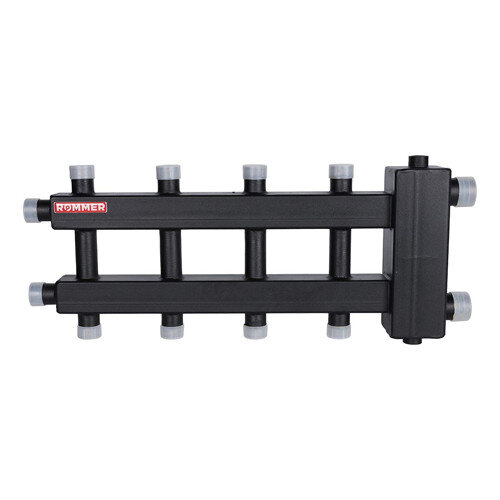 Коллектор распределительный ROMMER RDG-0060-024025 5-ти контурный НР 1 1/4" Ду 32 Ру 4 дублёр компакт с гидравлическим разделителем
