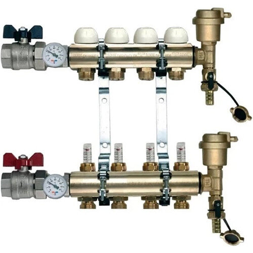 Коллекторная группа TIEMME 4 выхода в сборе с расходомерами