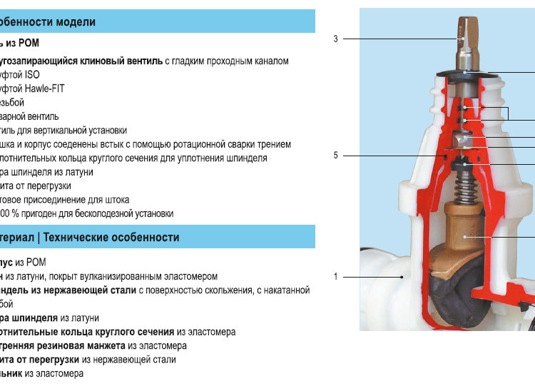 Вентиль Hawle 2630 пластик с муфтами ISO для ПЭ труб DN 1 1/2"/D50 3