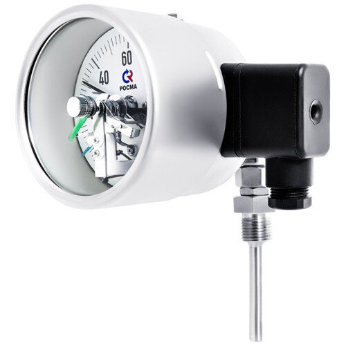 Термометр РОСМА БТ-54.220-200 ЭКП 5 Дкорп=100мм 10 МПа кл. 1,5 G1/2" Траб = 0...+100°C биметаллический коррозионностойкий с ЭКП универсальный 00000038479
