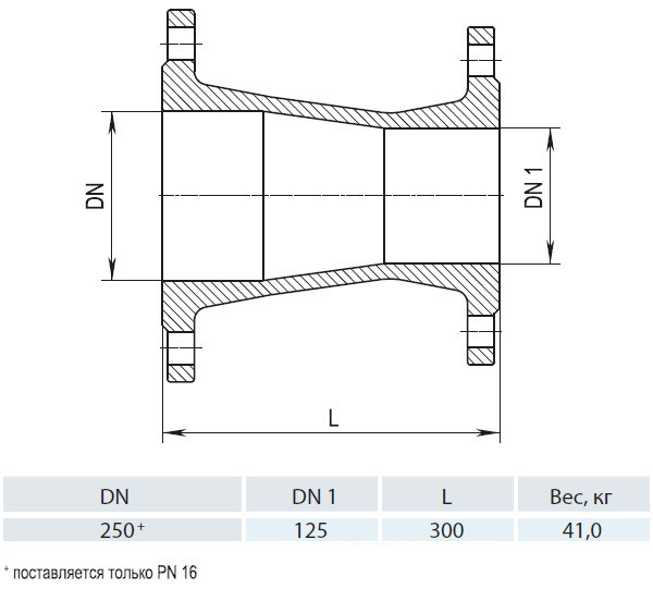 Переход фланцевый HAWLE 8550 DN 250-125 PN 16 3