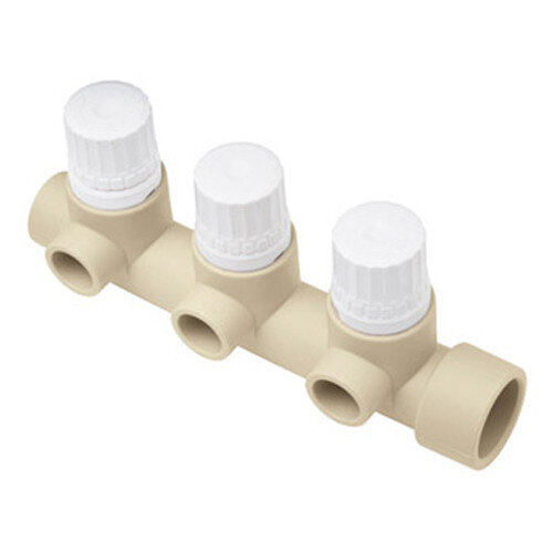 Коллектор распределительный Ekoplastik ППР 32-20 3 отвода DN 32 PN 20 с термостатическими вентилями