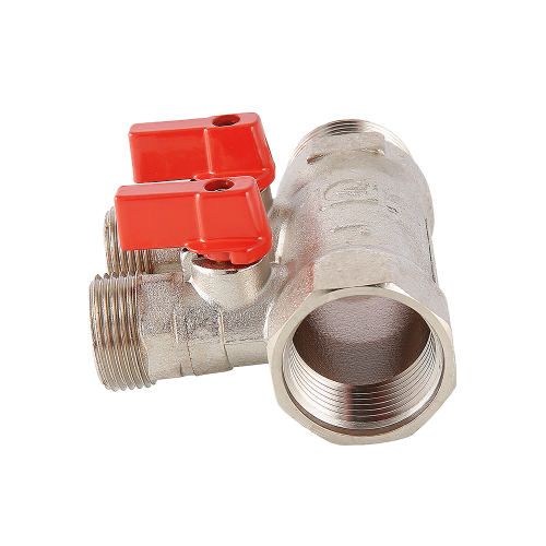 Коллектор распределительный VALTEC VTc.580.NE.0602 2 отвода ВР-НР 1"x1/2" DN 25 PN 10 с шаровыми кранами красная рукоятка 3