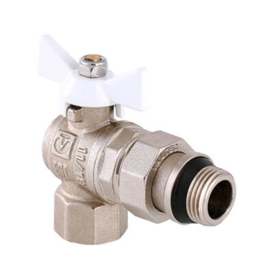 Кран шаровой VALTEC BASE 1/2" Ду15 Ру40 угловой с полусгоном и дополнительным уплотнением VT.228.NRW.04