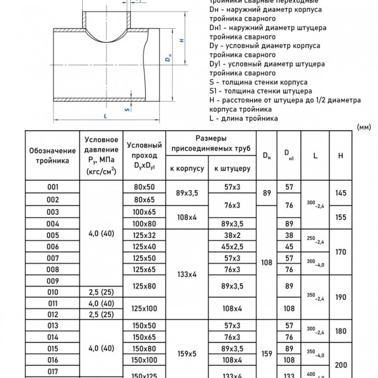 Тройник стальной 133x4-89х3,5-2,5 010 ОСТ 34 10.764-97 переходный сварной 2