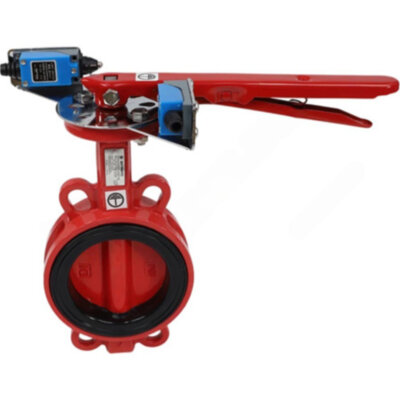 Затвор дисковый чугунный Benarmo FBV-A DN 150 PN 10/16 поворотный межфланцевый с рукояткой с концевыми выключателями EURO