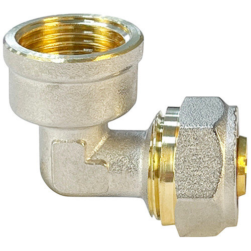 Угольник обжимной VALFEX VF.352.N ВР 1 1/4" Ду 32 Ру 25 переход на внутреннюю резьбу, никелированный латунный