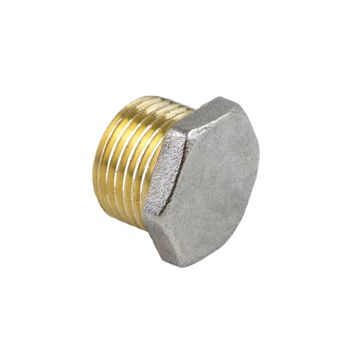 Заглушка латунная Aquasfera 9017 DN 15 PN 40 резьба - 1/2'', покрытие - никель, резьбовая НР, 9017-01