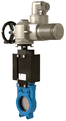 Задвижка шиберная VALSTOK VA-013-01-AUMA-N Ду 50 Ру 10 с электроприводом AUMA SA 380В односторонняя чугунная межфланцевая