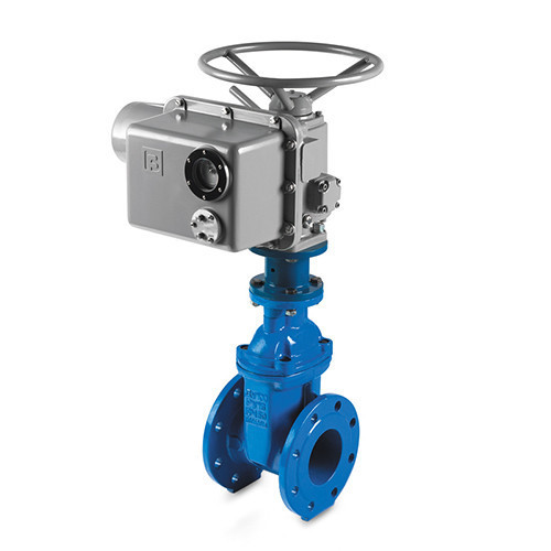 Задвижка GROSS DN 40 PN 10/16 фланцевая с обрезиненным клином с электроприводом ГЗ короткая