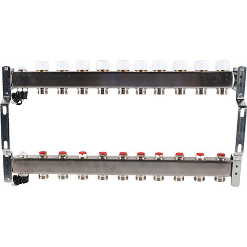 Коллектор ROMMER без расходомеров с клапаном вып. воздуха и сливом 10 выходов