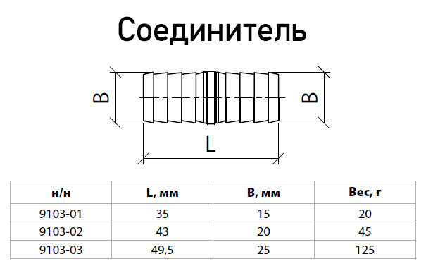 Соединитель для шланга латунный Aquasfera 9103 DN 15 PN 25, 9103-01 4