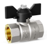 Кран шаровой латунный LD Pride 47.32.В-В.Б Ду 32 Ру 25 резьба (ВР-ВР) 1 1/4", никелированный с черной бабочкой, неполнопроходный 1