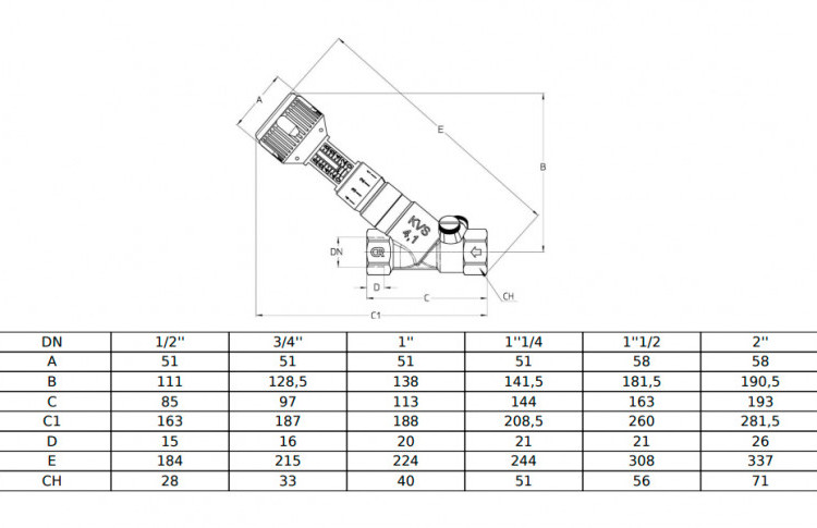 Клапан Cim 745 1/2" Ру 25 балансировочный Cimberio 3
