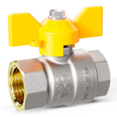 Кран шаровой латунный LD Pride 47.20.В-В.Б GAS Ду 20 Ру 40 резьба (ВР-ВР) 3/4", никелированный неполнопроходный