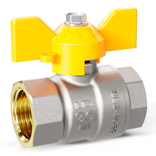 Кран шаровой латунный LD Pride 47.20.В-В.Б GAS Ду 20 Ру 40 резьба (ВР-ВР) 3/4", никелированный неполнопроходный