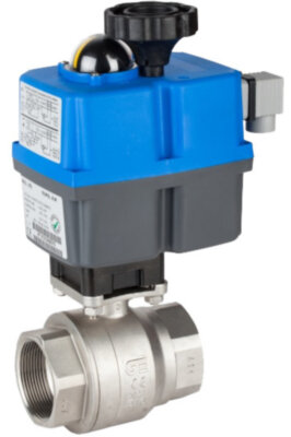 Кран шаровой нержавеющий GENEBRE 2015 Ду15 Ру63 с электроприводом GENEBRE 5803 нержавеющий резьбовой полнопроходной