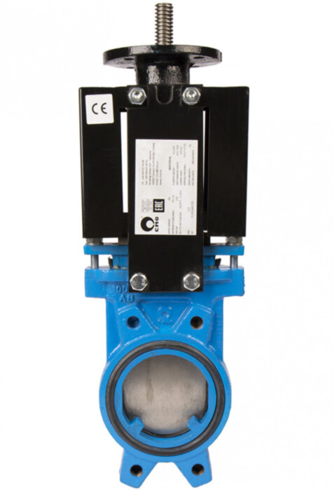 Задвижка шиберная СМО AB-01-ISO-E Ду 80 Ру 10 с ISO-фланцем под привод двусторонняя с выдвижным шпинделем чугунная межфланцевая