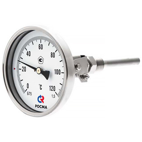 Термометр РОСМА БТ-54.220-200 Дкорп=100мм 10 МПа кл. 1,5 M20x1,5 Траб = -30...+50°C биметаллический коррозионностойкий универсальный 00000036807