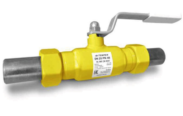 Кран шаровой газовый TEMPER 38545032 стандартнопроходной комбинированный DN 32 PN 40