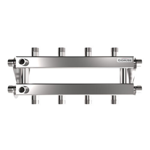 Коллектор распределительный GIDRUSS RMSS-40-4 4-х контурный НР 3/4" Ду 20 Ру 6 кольцевой