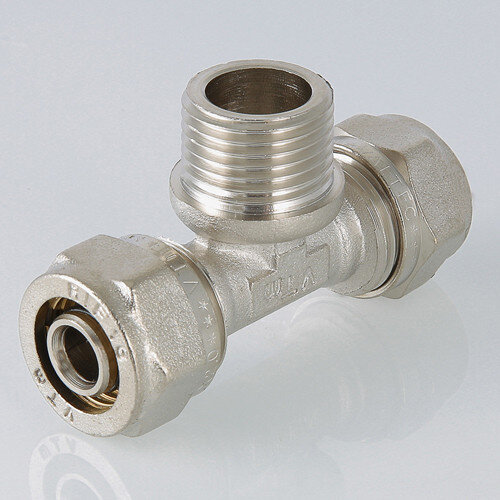 Тройник переходной VALTEC VTm.333 НР 3/4" DN 26x20x26 PN 10 латунный никелированный