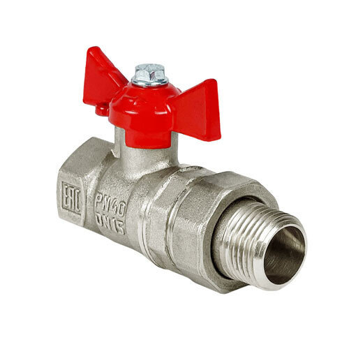 Кран шаровый VALFEX STANDART VF.230 ВР-НР 1 1/4" Ду 32 Ру 40 с американкой никелированный латунный