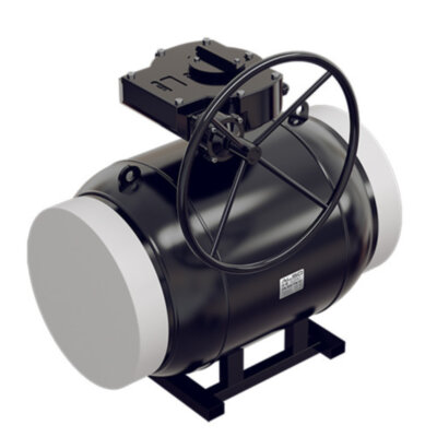 Кран шаровой ALSO КШ.П.П.400.25-02 Ду 400 Ру 25 с редуктором полнопроходный под приварку, корпус - 09Г2С