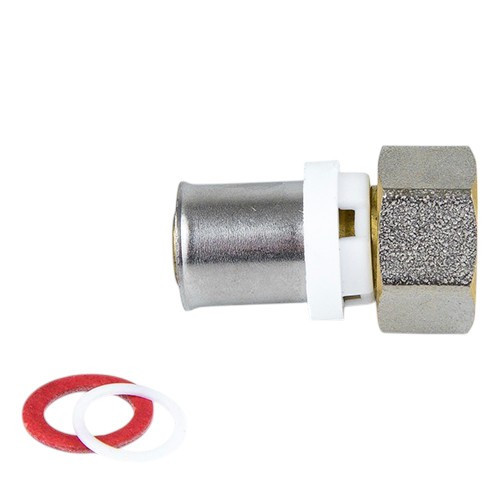 Соединитель латунный Aquasfera 8013 DN 16.4х1/2" PN 16 резьба - 16.4х1/2", покрытие - никель, резьбовой ВР/пресс, 8013-01 1