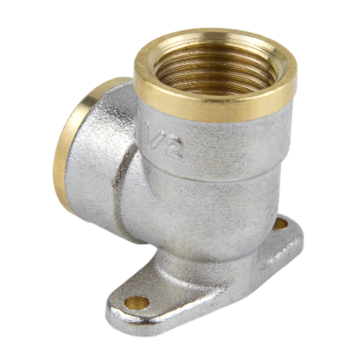 Угольник латунный Aquasfera 9004 DN 15 PN 40 резьба - 1/2'', покрытие - никель, с креплением, резьбовой ВР-ВР, 9004-01 3
