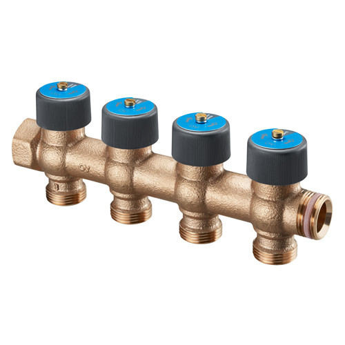 Коллектор распределительный Oventrop Multidis R 4200554 4 отвода ВР-НР 3/4" DN 20 PN 10 с регулирующими клапанами