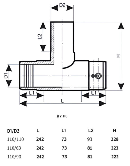 Тройник электросварной 110x63 мм SDR 11 ALLURE ПЭ100