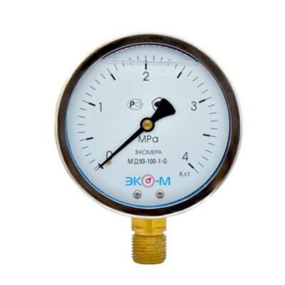Манометр (вакуумметр) ЭКОМЕРА МД93 Ду 100 мм Ру 0-4 МПа виброустойчивый гидрозаполненный