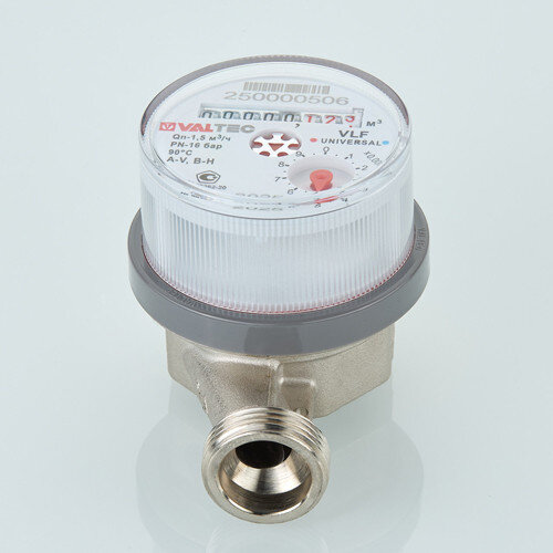 Счётчик воды VALTEC VLF-15U-L.80 Ду 15 Ру 16 без сгонов универсальный