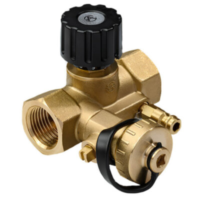 Балансировочный клапан латунный Aquasfera EURO 2013 DN 15 PN 16 резьба - 1/2''x1/2'', ручной с измерительными ниппелями и спускником, резьбовой ВР-ВР, 2013-01