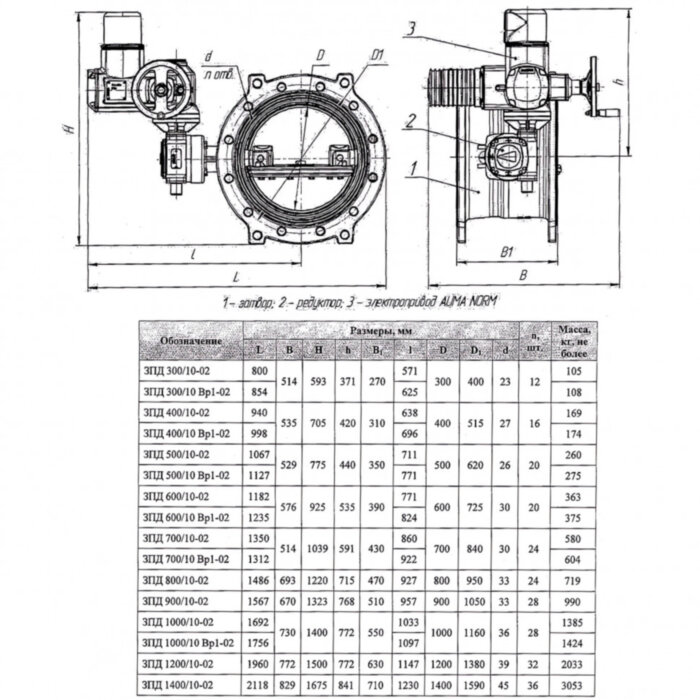 Затвор ЭНЭКОС DN 700 PN 10 поворотный фланцевый с двойным эксцентриком с редуктором и электроприводом