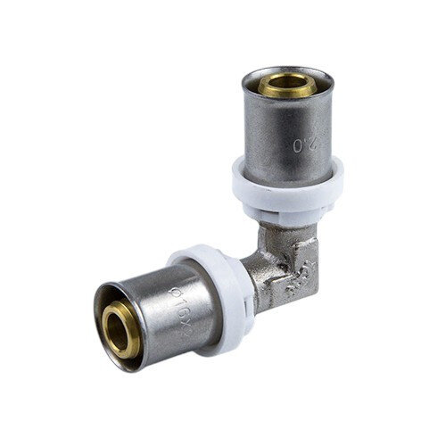 Угольник латунный Aquasfera 8005 DN 20.4 PN 16 покрытие - никель, пресс, 8005-02