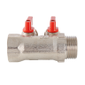 Коллектор распределительный VALTEC VTc.580.NE.0602 2 отвода ВР-НР 1"x1/2" DN 25 PN 10 с шаровыми кранами красная рукоятка 2