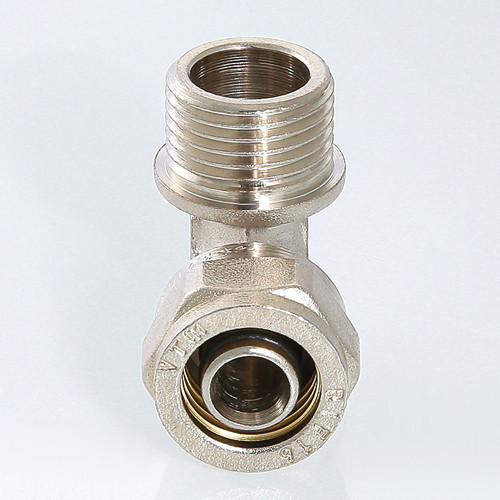 Угольник 90 градусов VALTEC VTm.353 НР 3/4" DN 20 PN 10 латунный никелированный 3