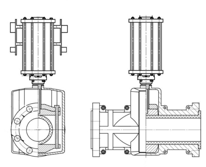 Задвижка шланговая Ду 400 Ру 10 с пневмоприводом
