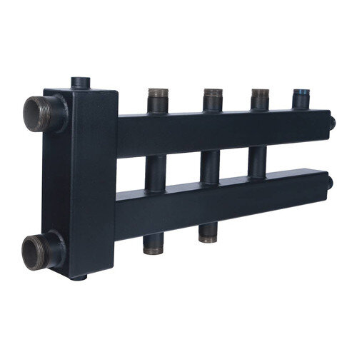 Коллектор распределительный ROMMER RDG-0018-024024 4-х контурный НР 1"x1 1/2" Ду 40 Ру 4 дублёр компакт с гидравлическим разделителем