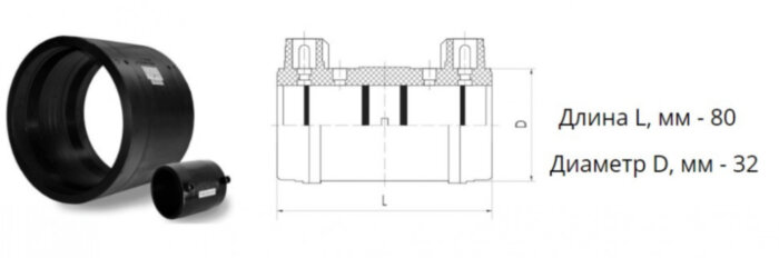 Муфта э/с 32 мм SDR 17 ПЭ100 электросварная