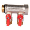 Коллектор распределительный STOUT SMB 6210 2 отвода ВР-НР 3/4"х1/2" DN 20 PN 10 с шаровыми кранами красная рукоятка уплотнительное кольцо 2