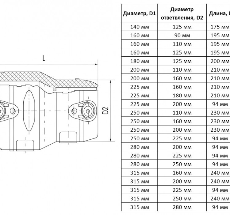 Переход э/с 160х110 мм SDR 11 ПЭ100 электросварной 2