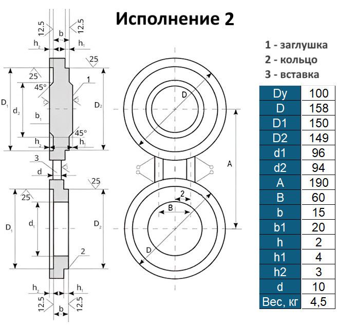 Заглушка 2-100-2,5 АТК 26-18-5-93 поворотная стальная Ду100 Ру25 2