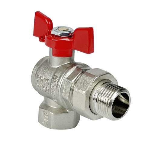 Кран шаровый VALFEX PREMIUM VF.269 ВР-НР 3/4" Ду 20 Ру 40 угловой с американкой никелированный латунный