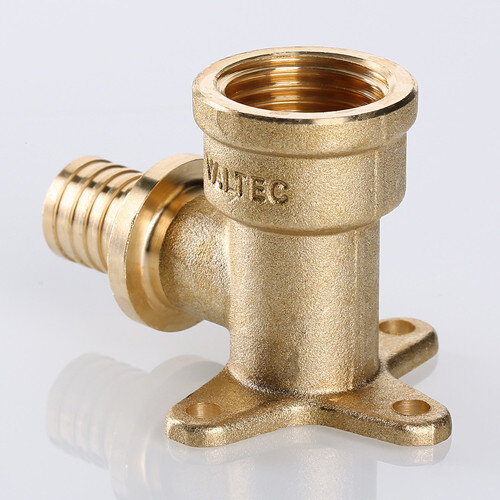 Угольник 90 градусов VALTEC VTm.454.BG ВР 1/2" DN 16x15 PN 16 с креплением латунный универсальный